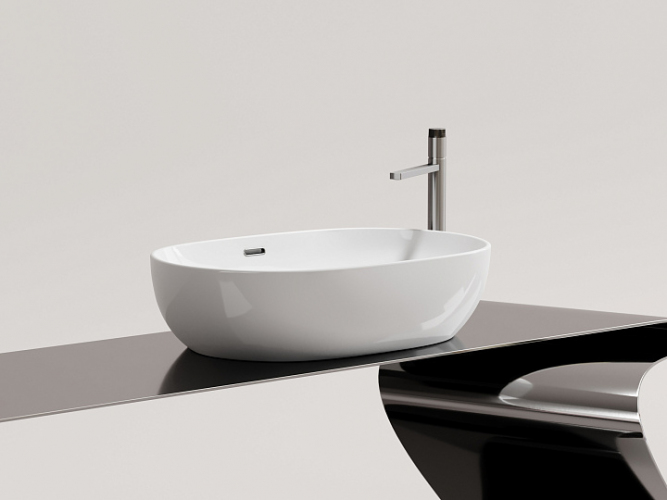 Умывальник CERAMICANOVA Element чаша накладная овальная со сливом переливом CN6064