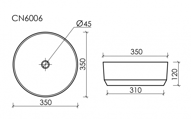 Умывальник CERAMICANOVA Element чаша накладная круглая (цвет Белый Матовый) CN6006