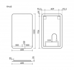 Зеркало SANCOS c подсветкой Ray, 600х1000, RA600