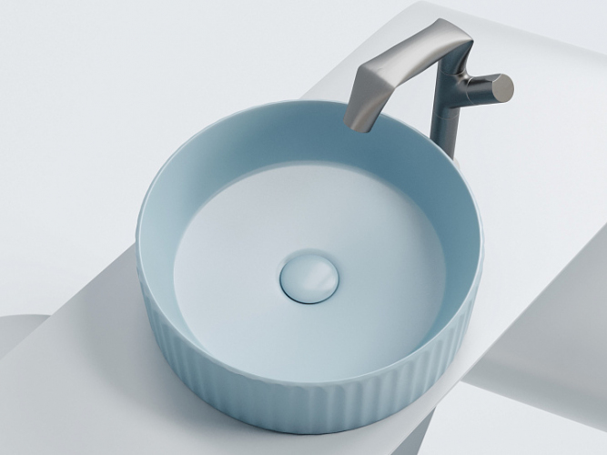 Умывальник CERAMICANOVA Element чаша накладная круглая (цвет Голубой Матовый) CN6057ML