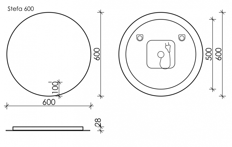 Зеркало SANCOS c подсветкой Sfera, 600 мм, SF600