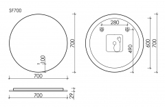 Зеркало SANCOS c подсветкой Sfera, 700 мм, SF700