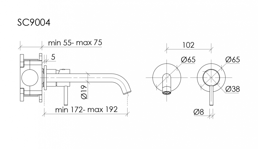Смеситель для раковины SANCOS Etna с внутренней частью, брашированное золото, PVD покрытие, SC9004BG