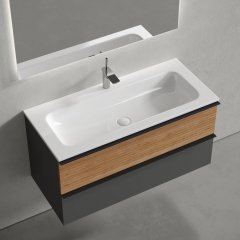 Тумба подвесная SANCOS Delta, Дуб красный/графит 995х445х500, под раковину, DL100GR