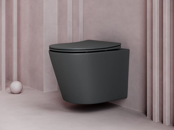 Подвесной унитаз CERAMICANOVA Balearica Rimless (цвет Темный Антрацит Матовый) CN6000MDH