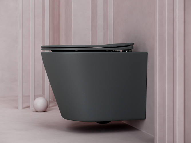 Подвесной унитаз CERAMICANOVA Balearica Rimless (цвет Темный Антрацит Матовый) CN6000MDH
