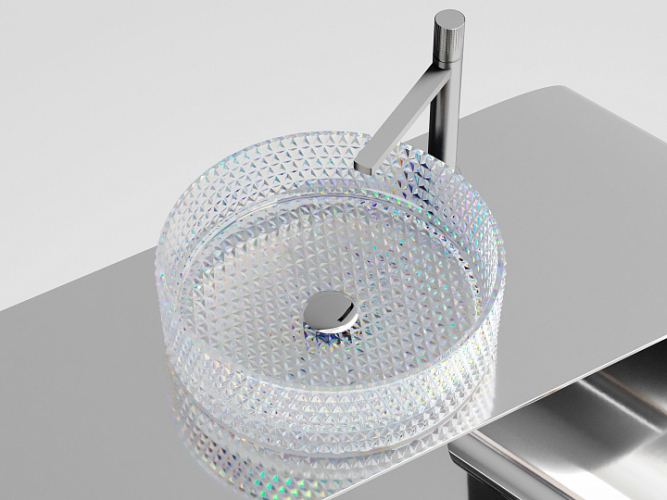 Умывальник CERAMICANOVA Cristal чаша накладная круглая (цвет неон) 360 мм CN6059