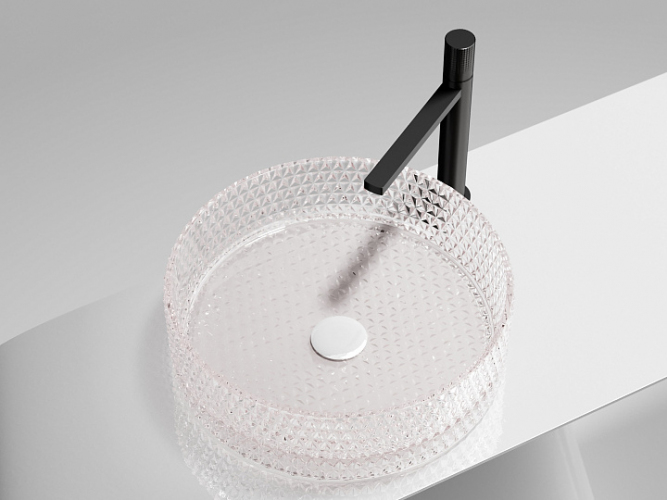 Умывальник CERAMICANOVA Cristal чаша накладная круглая 360 мм (цвет розовый) CN6061
