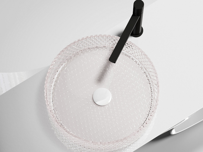 Умывальник CERAMICANOVA Cristal чаша накладная круглая 360 мм (цвет розовый) CN6061