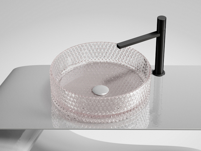 Умывальник CERAMICANOVA Cristal чаша накладная круглая 360 мм (цвет розовый) CN6061