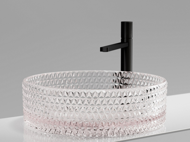 Умывальник CERAMICANOVA Cristal чаша накладная круглая 360 мм (цвет розовый) CN6061