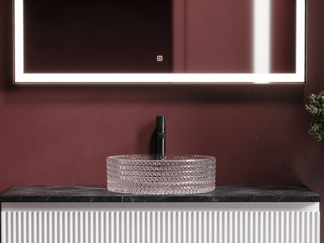 Умывальник CERAMICANOVA Cristal чаша накладная круглая 360 мм (цвет розовый) CN6061