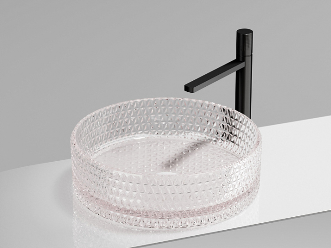 Умывальник CERAMICANOVA Cristal чаша накладная круглая 360 мм (цвет розовый) CN6061