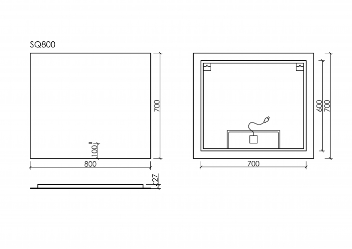 Зеркало SANCOS c подсветкой Square, 800х700, SQ800