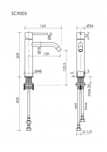 Смеситель для раковины SANCOS Etna, брашированное золото, PVD покрытие, SC9003BG