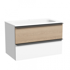 Тумба подвесная SANCOS Delta, Дуб светлый/белый 790х445х500, под раковину, DL80W