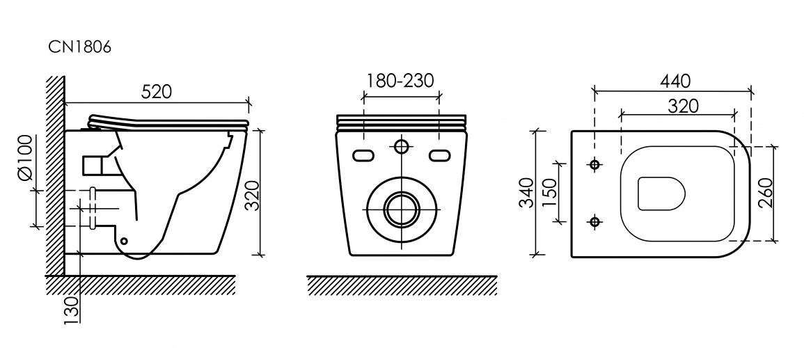 Подвесной унитаз CERAMICANOVA Cubic Rimless CN1806