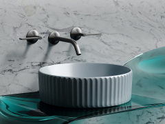 Умывальник CERAMICANOVA Element чаша накладная круглая 360 мм (цвет Серо-Голубой Матовый) CN6057MHL