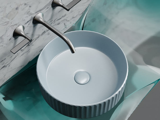Умывальник CERAMICANOVA Element чаша накладная круглая 360 мм (цвет Серо-Голубой Матовый) CN6057MHL