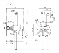 Гигиенический душ SANCOS Start со смесителем, цвет черный матовый, SC1001MB