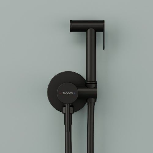 Гигиенический душ SANCOS Start со смесителем, цвет черный матовый, SC1001MB