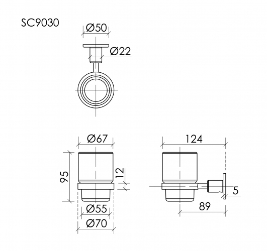 Держатель для зубных щеток SANCOS Base, хром, SC9030CH