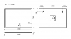 Зеркало SANCOS подсветкой Palace, 1000х700 мм, PA1000